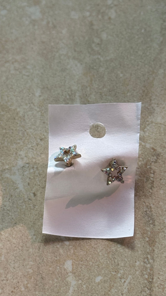 Forever 21 Gold Tone Cubic Zirconia Star Stud Earrings