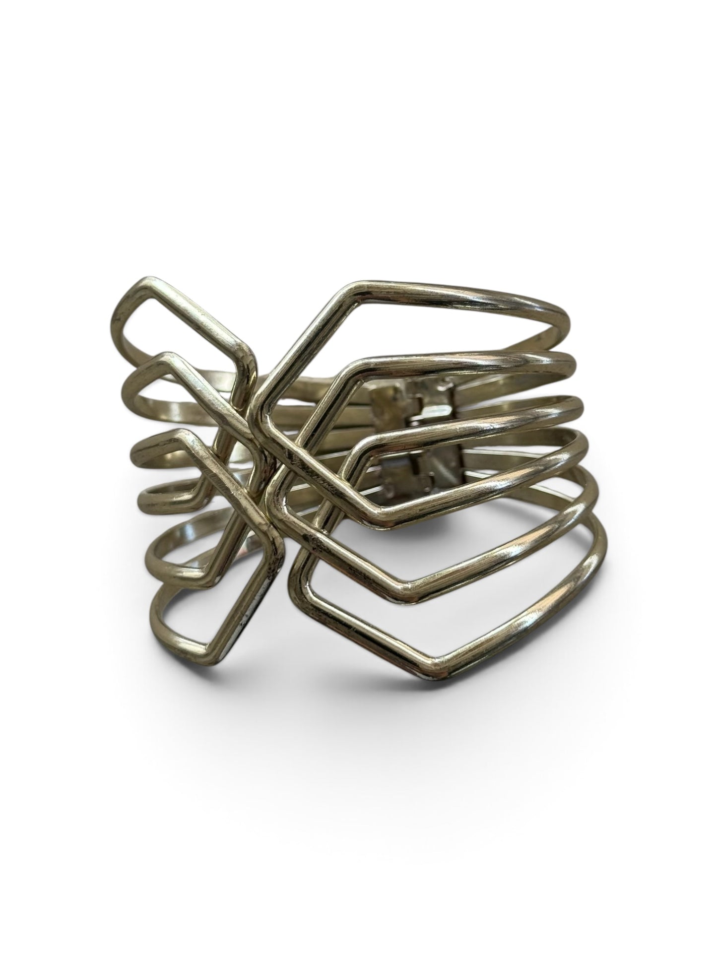 Vintage Statement Geometric Cage Cuff  3” Diameter