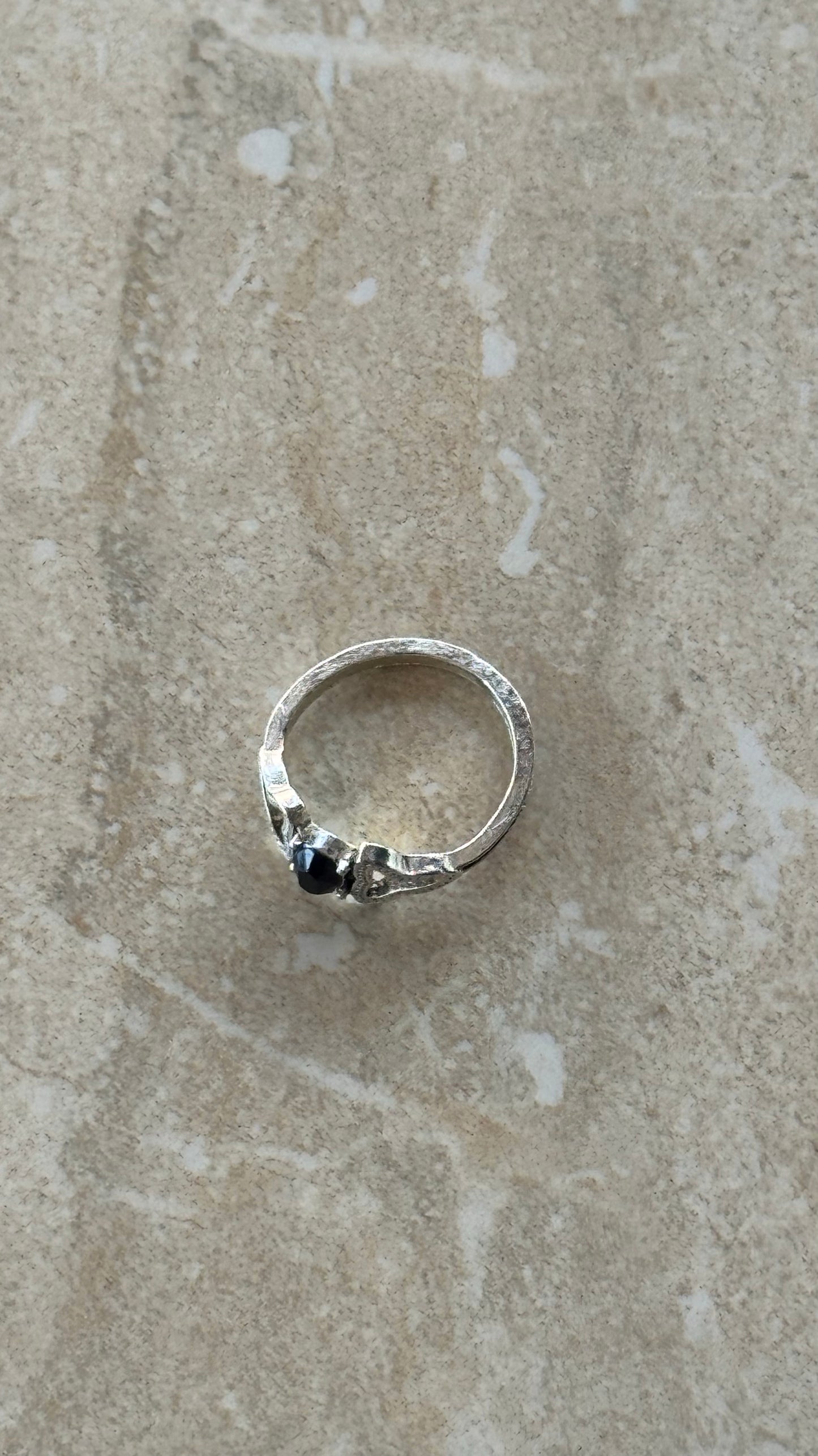 Vintage Avon Sterling Silver Dark Sapphire / Faux Onyx Fashion Ring
