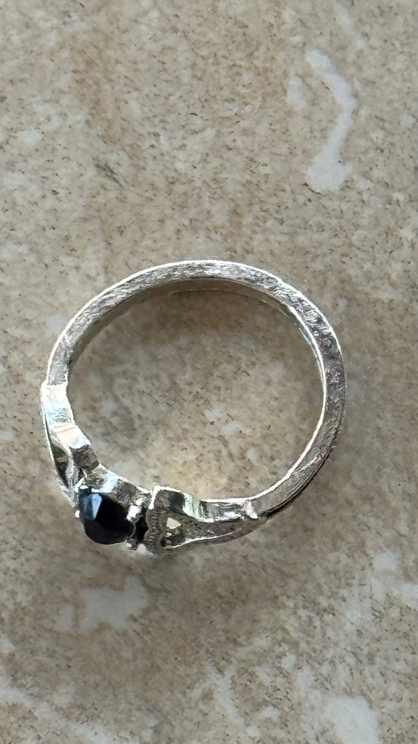 Vintage Avon Sterling Silver Dark Sapphire / Faux Onyx Fashion Ring