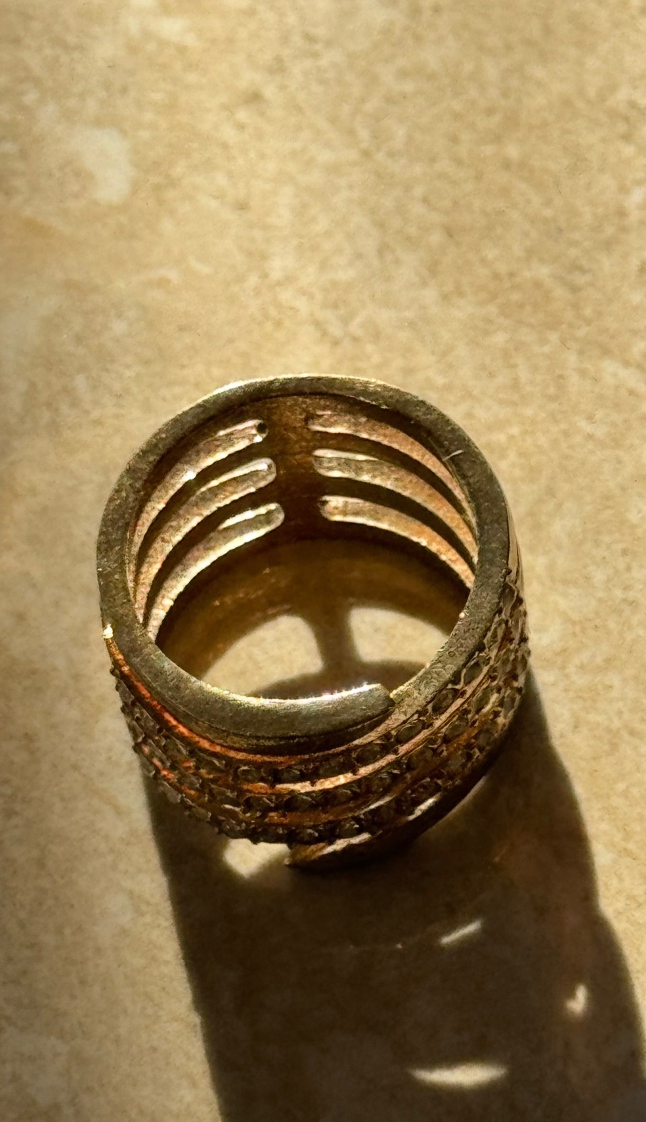 Vintage rustic gold four layer ring 7(1/2)” size