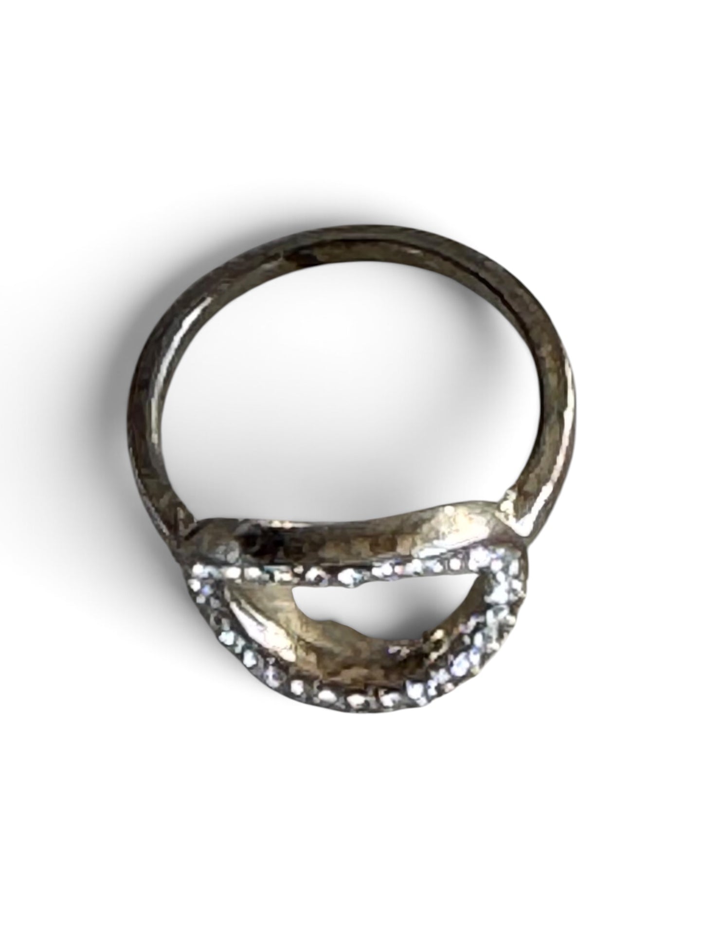 hum Humete K18 White Gold & Diamond Rectangle Wave Ring (et-R10)8 1/2 size