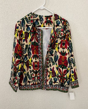 Women’s Vintage Colorful Pattern 3/4 Sleeve Blazer Size L