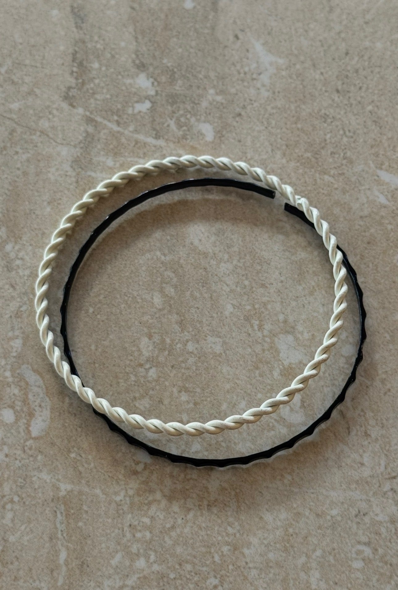 Black and white twisted style bangles 2(5/8)” diameter