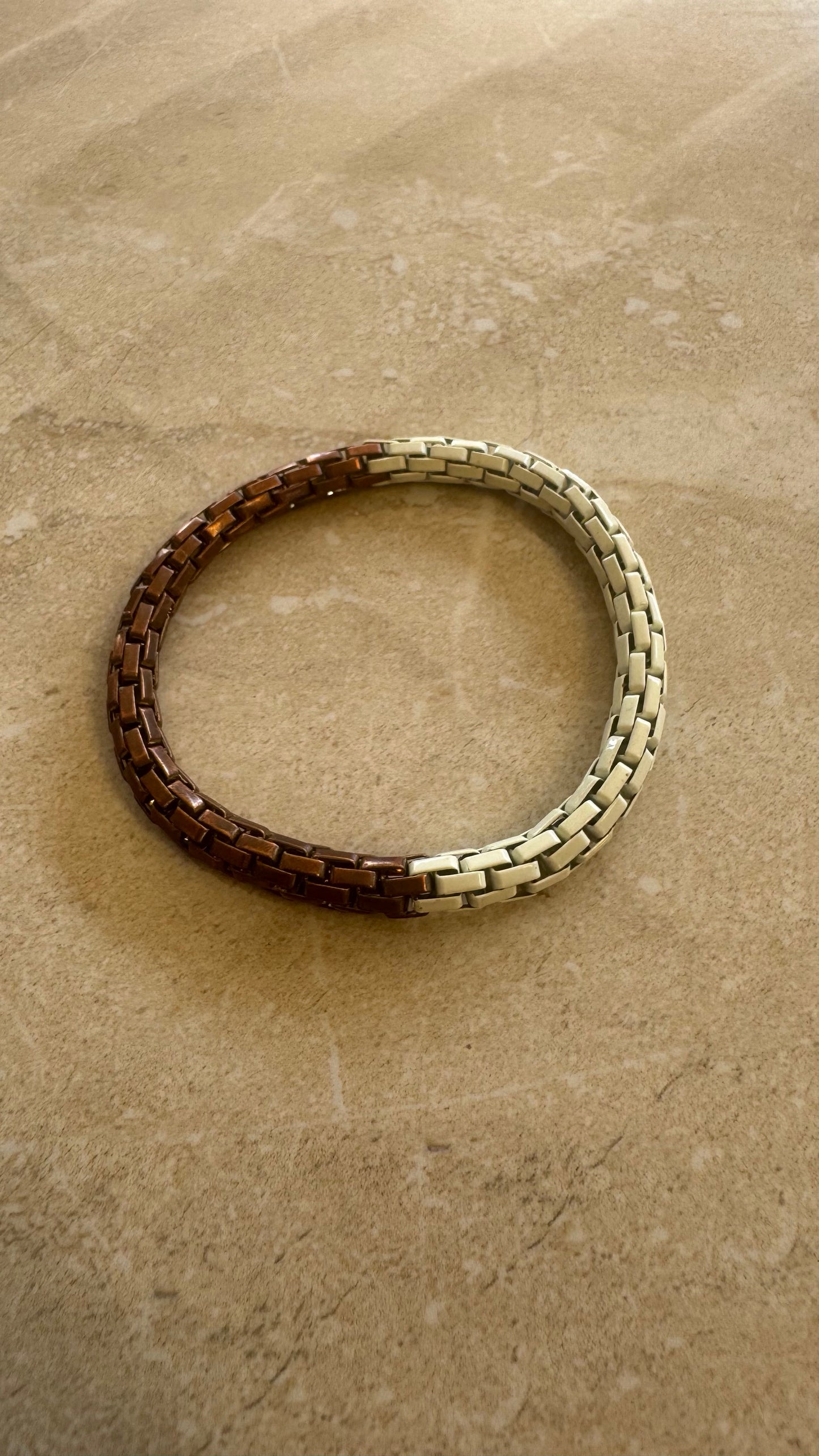Two-Tone Brick-Link Stretch Bracelet