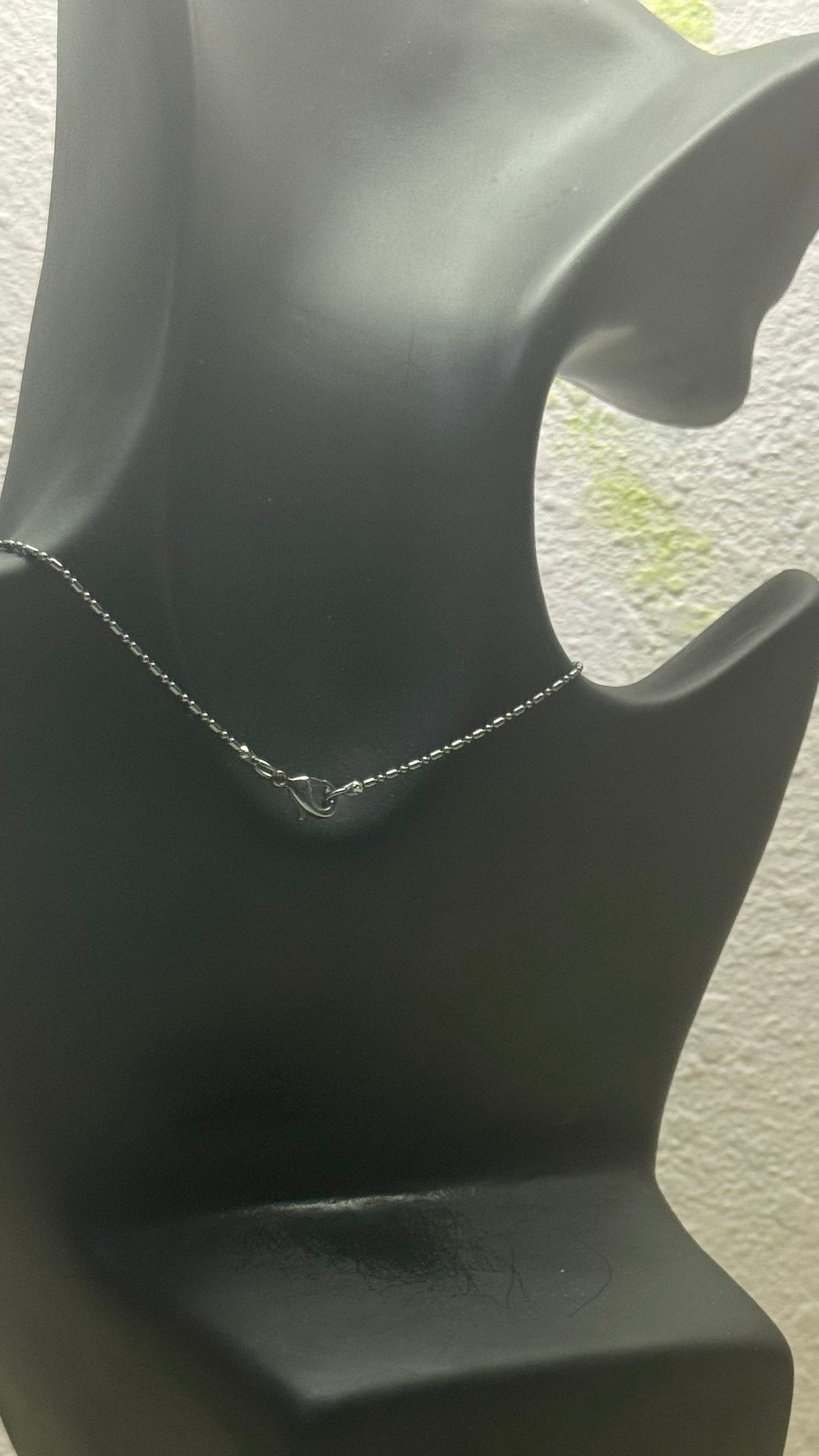 Dainty Rhodium-Plated Sterling Silver Ball & Bar Chain Necklace – Elegant Minimalist Everyday Chain 16” length