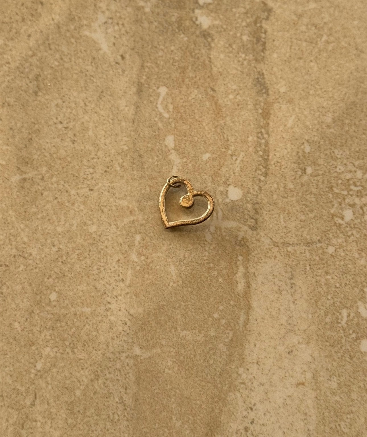 Vintage Gold-Tone Open Heart Floating Solitaire Pendant