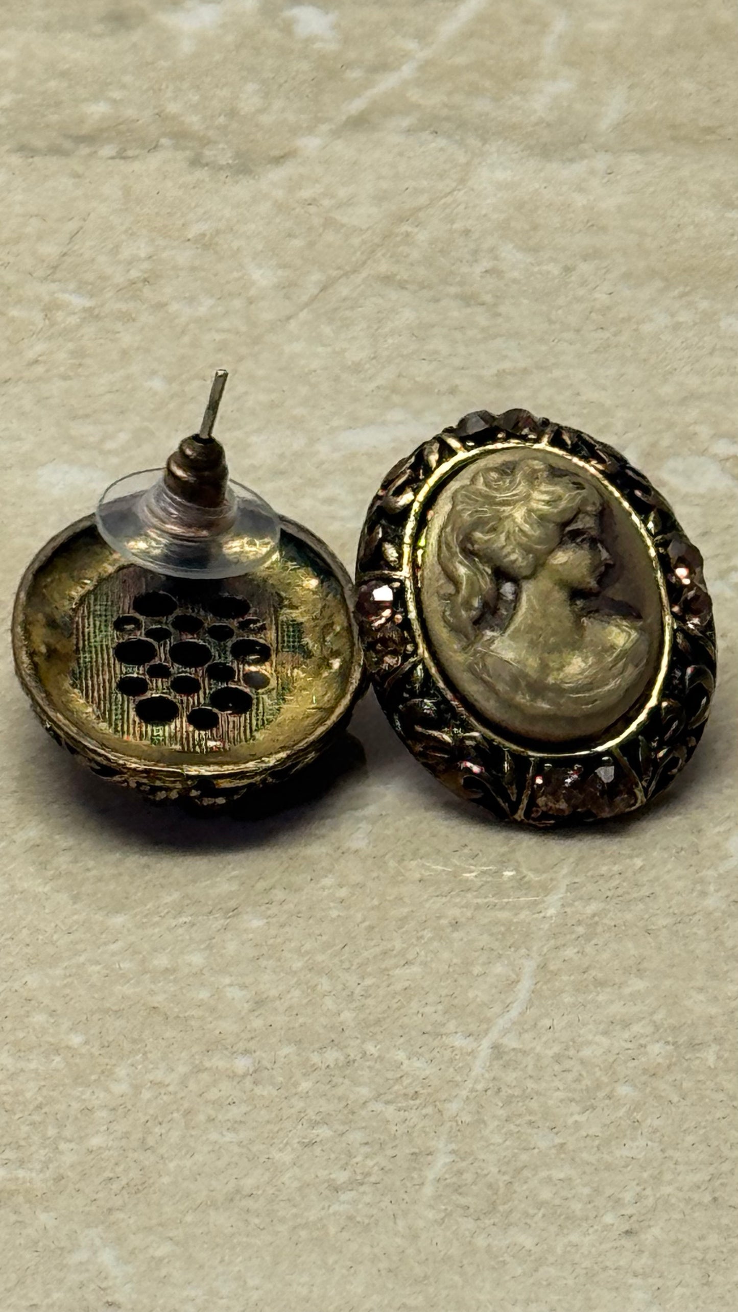 vintage Victorian Revival style cameo earring