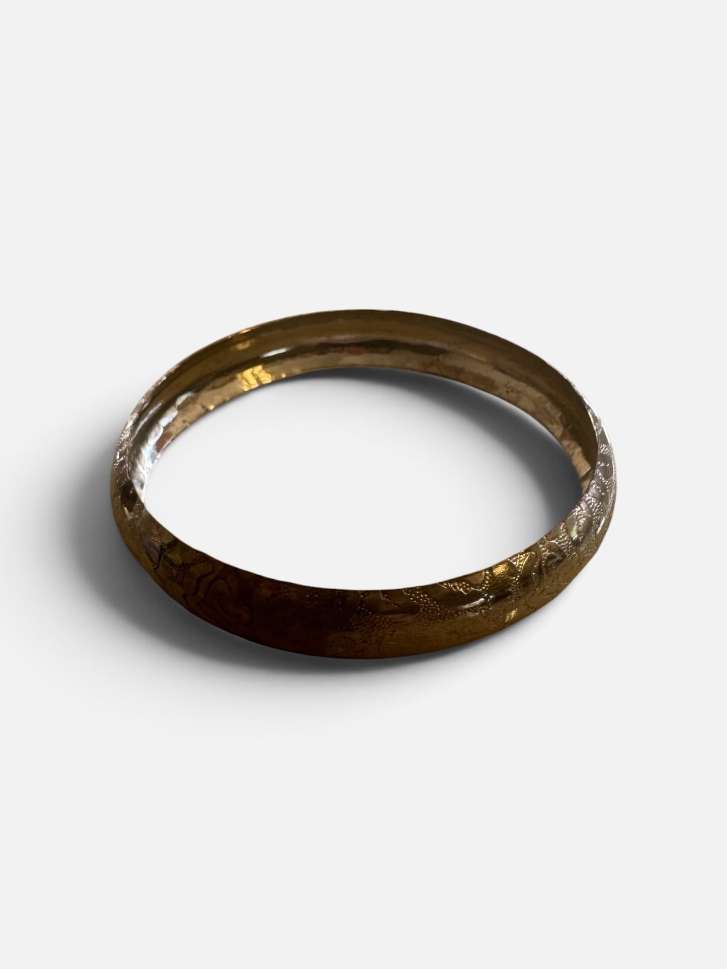 Vintage Etched Floral Gold-Tone Bangle Bracelet 3 inch diameter