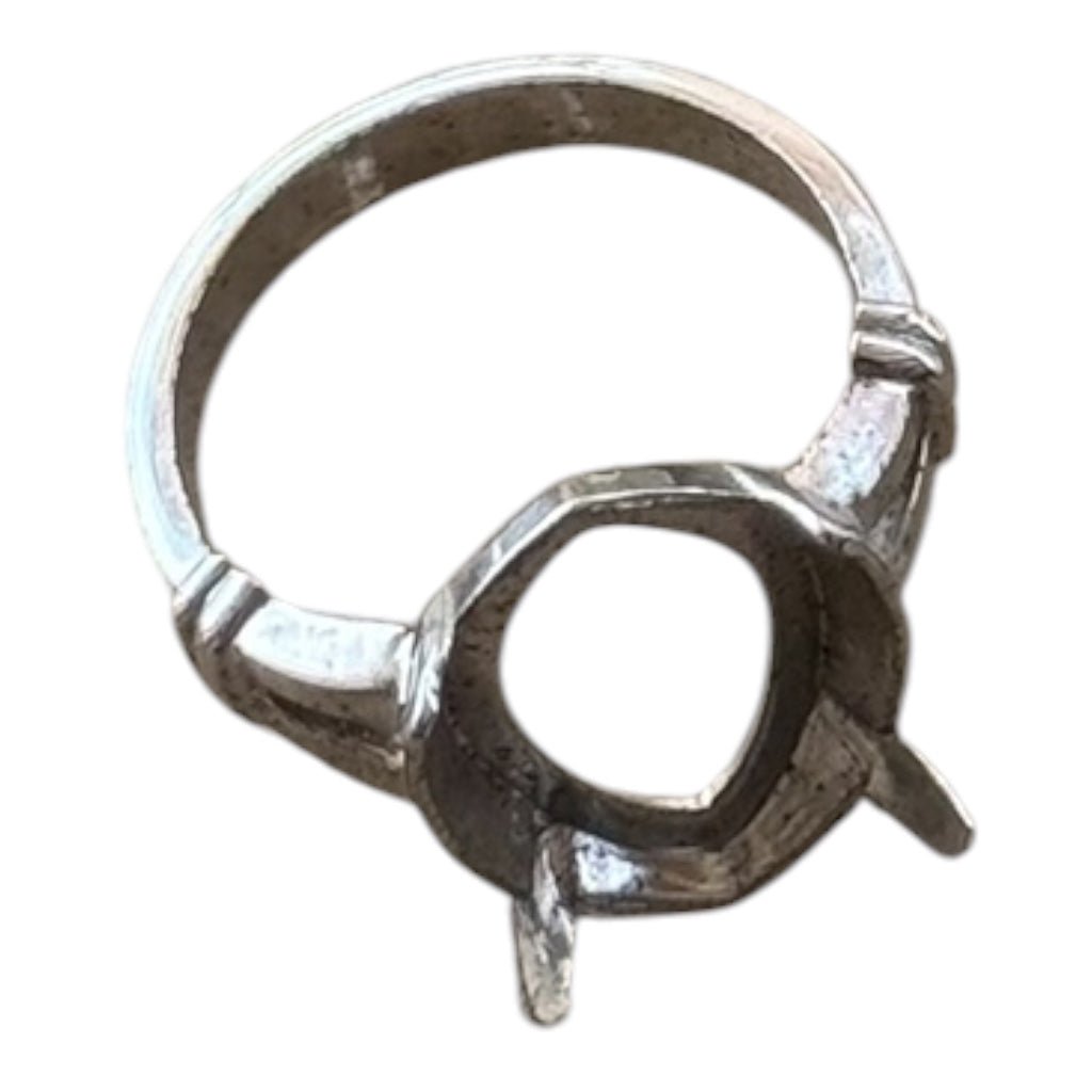 Silver Oval Semi-Mount Blank Ring Setting