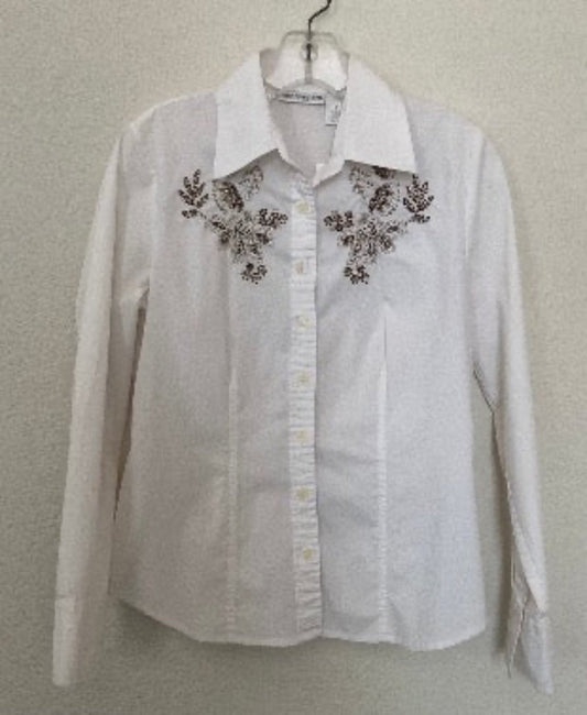 Petite Sophisticated Embroidered Blouse Size 4P