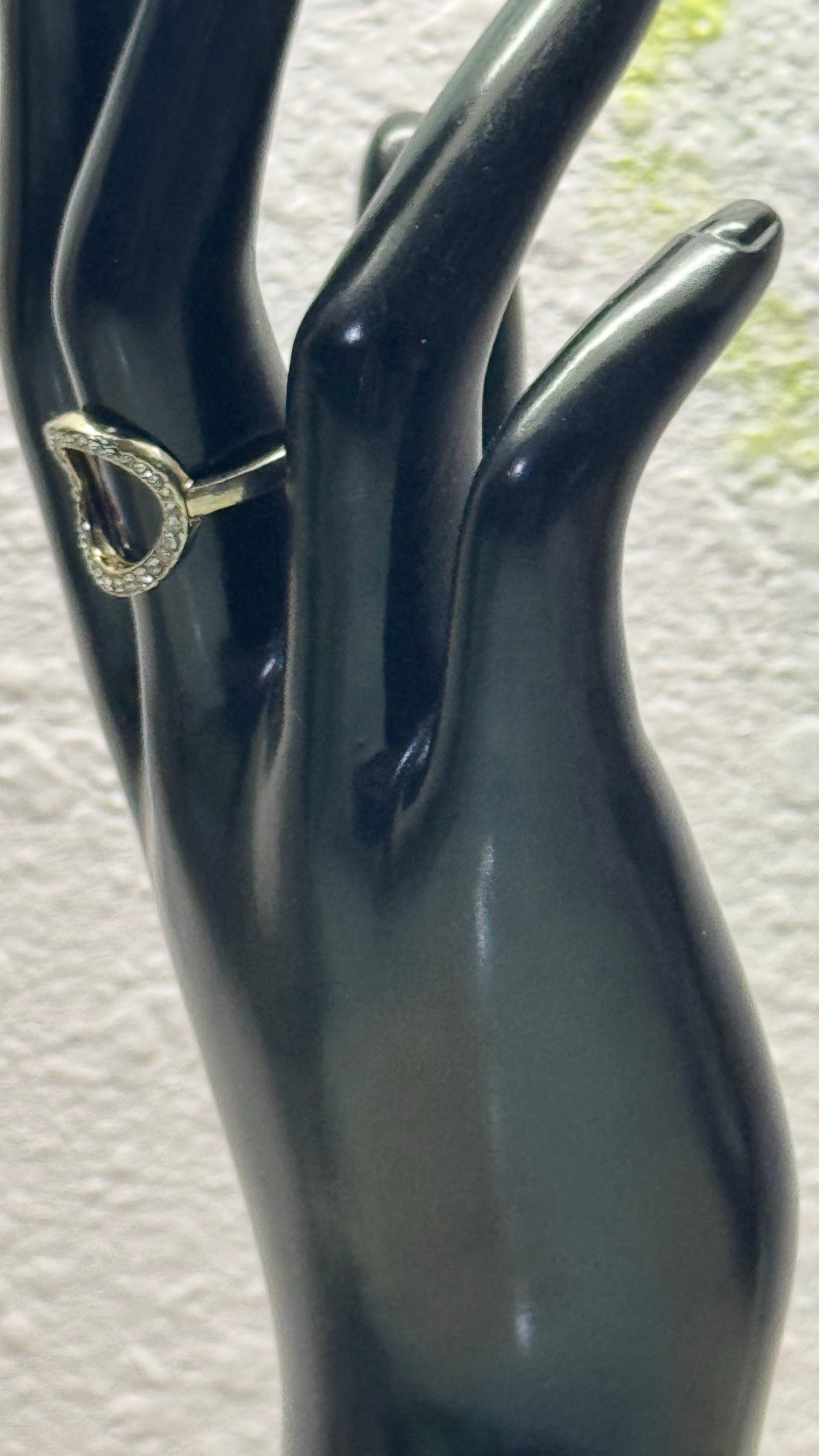 hum Humete K18 White Gold & Diamond Rectangle Wave Ring (et-R10)8 1/2 size