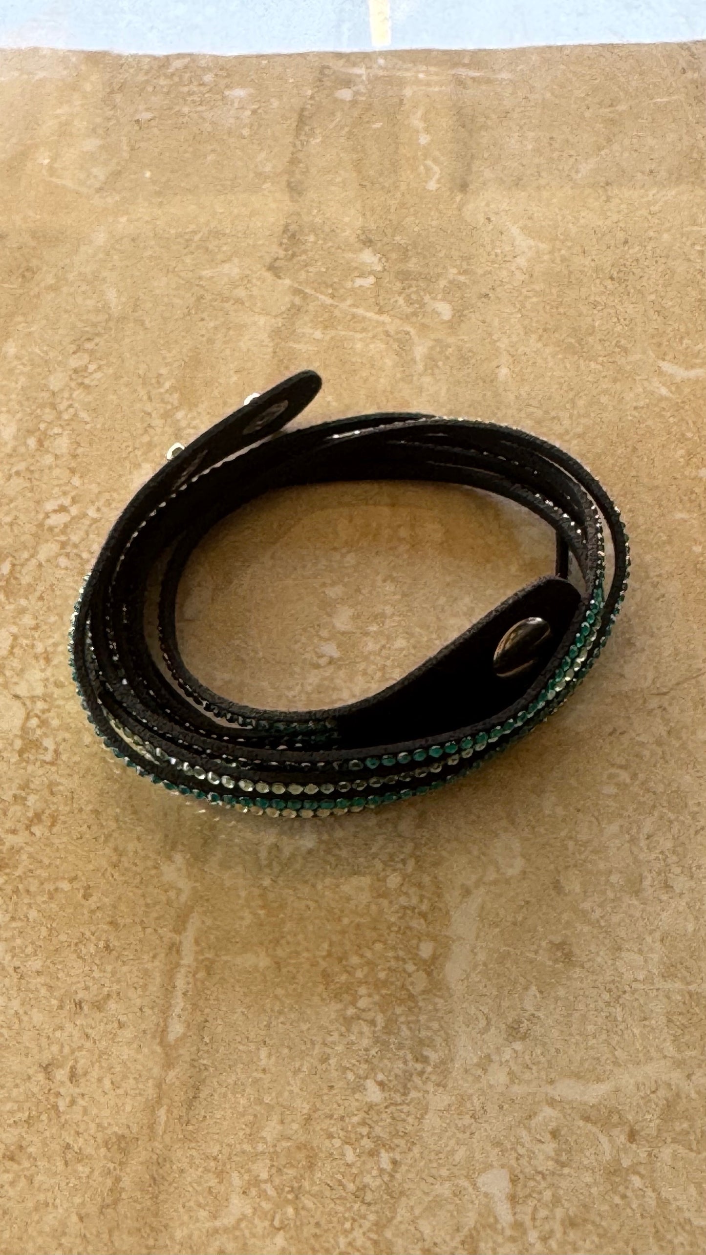 Boho Chic Multi-Strand Rhinestone & Leather Cord Layered Statement Choker12” length