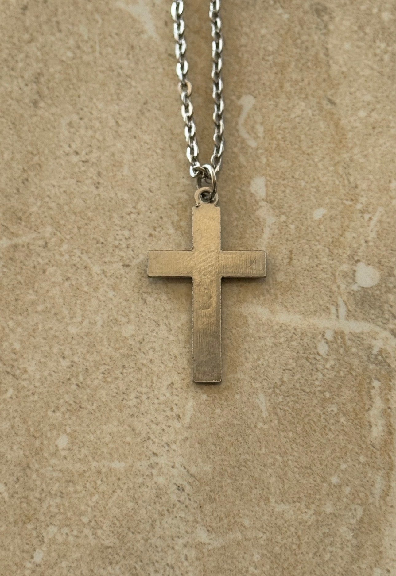 Justin Men's Large Stainless Steel Antiqued Filigree Cross Pendant Necklace