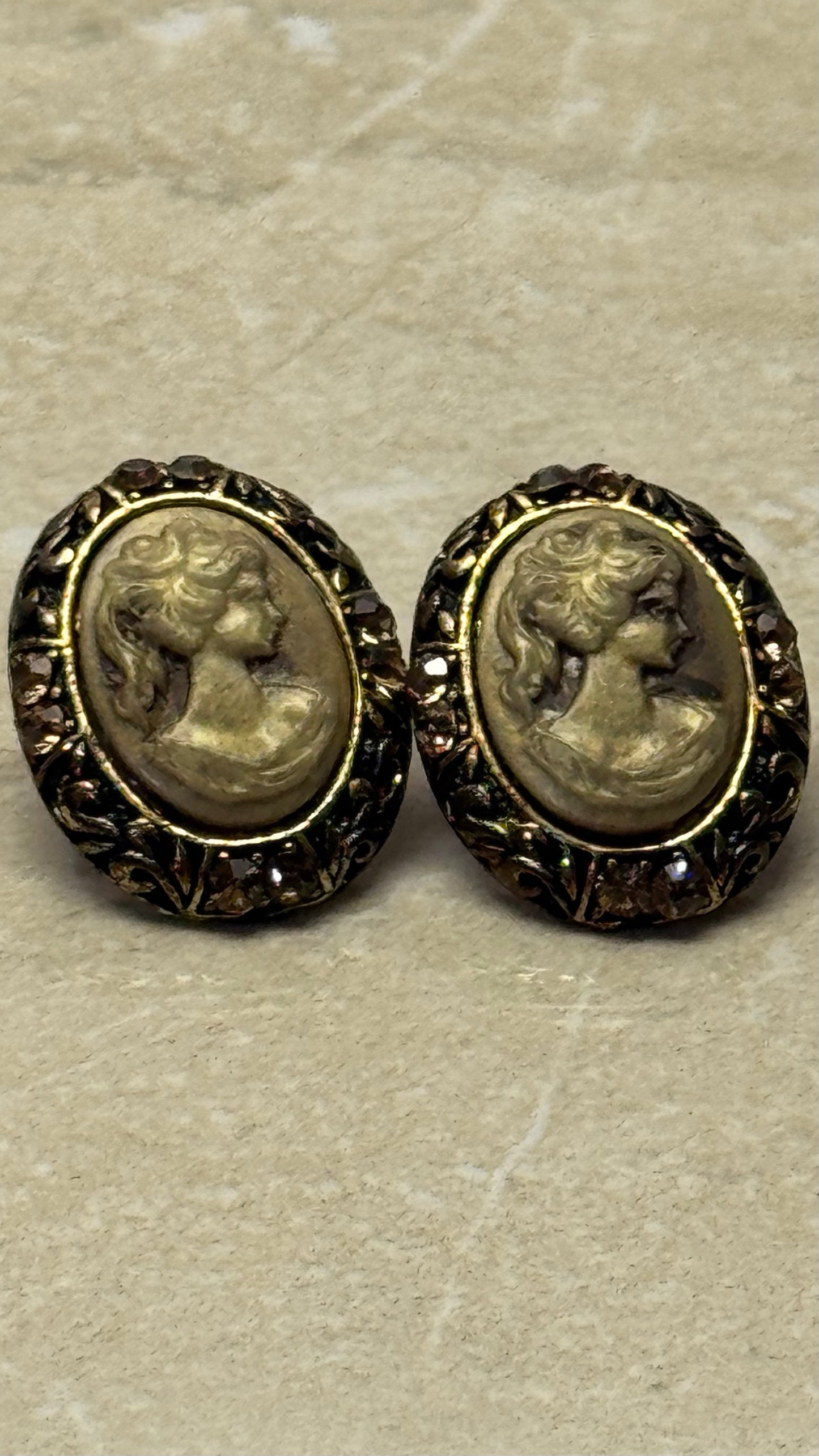 vintage Victorian Revival style cameo earring