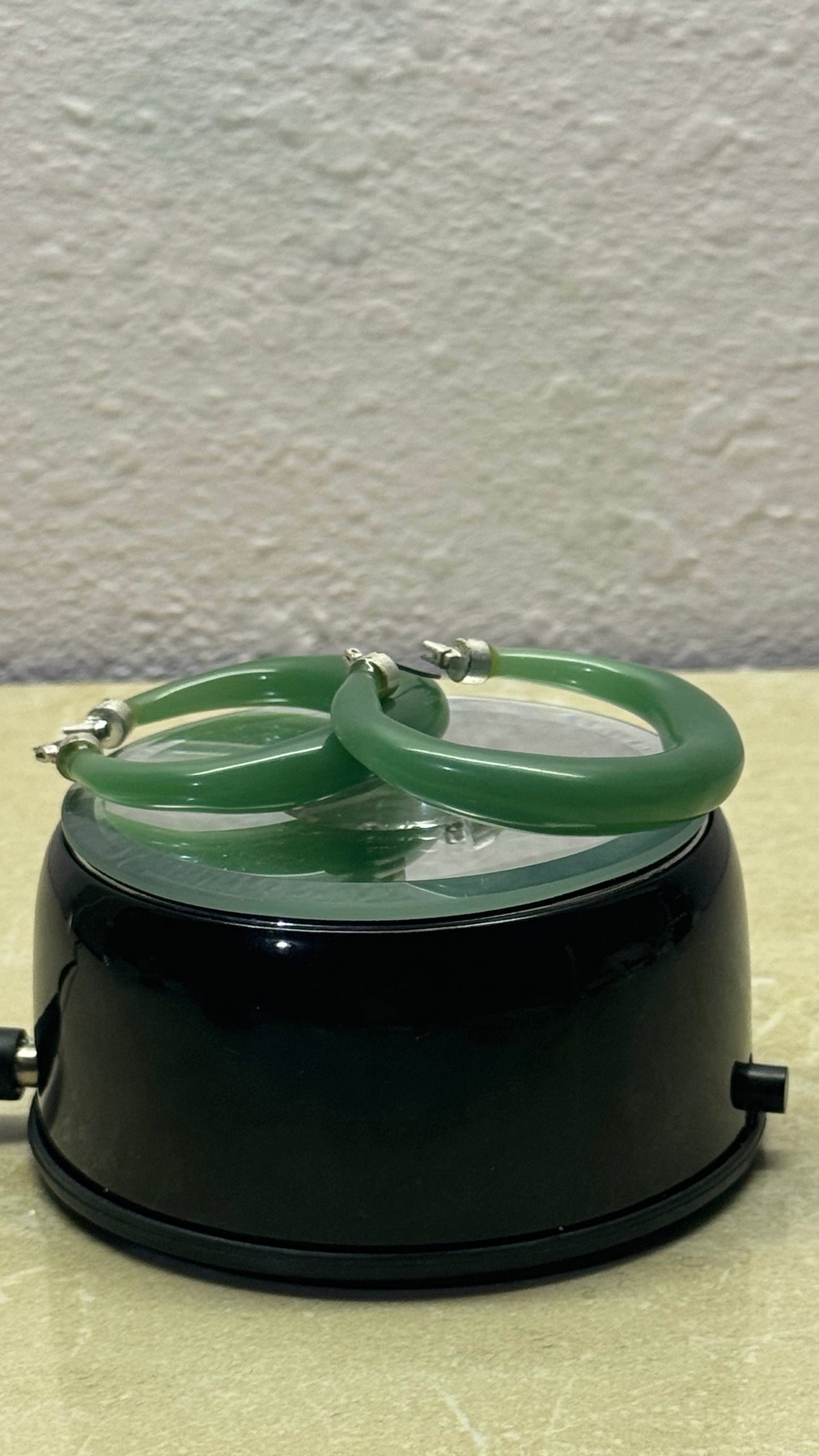 Chunky Jade-Green Resin Hoop Earrings