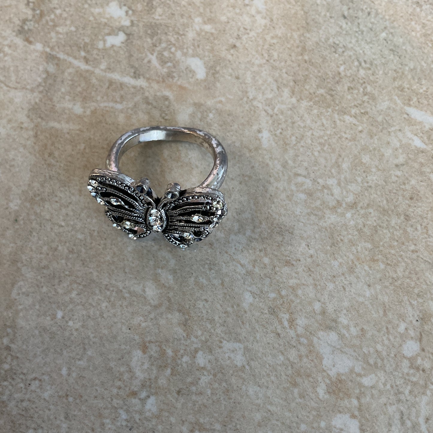 Vintage Butterfly Cocktail Silver-tone Women’s Ring.