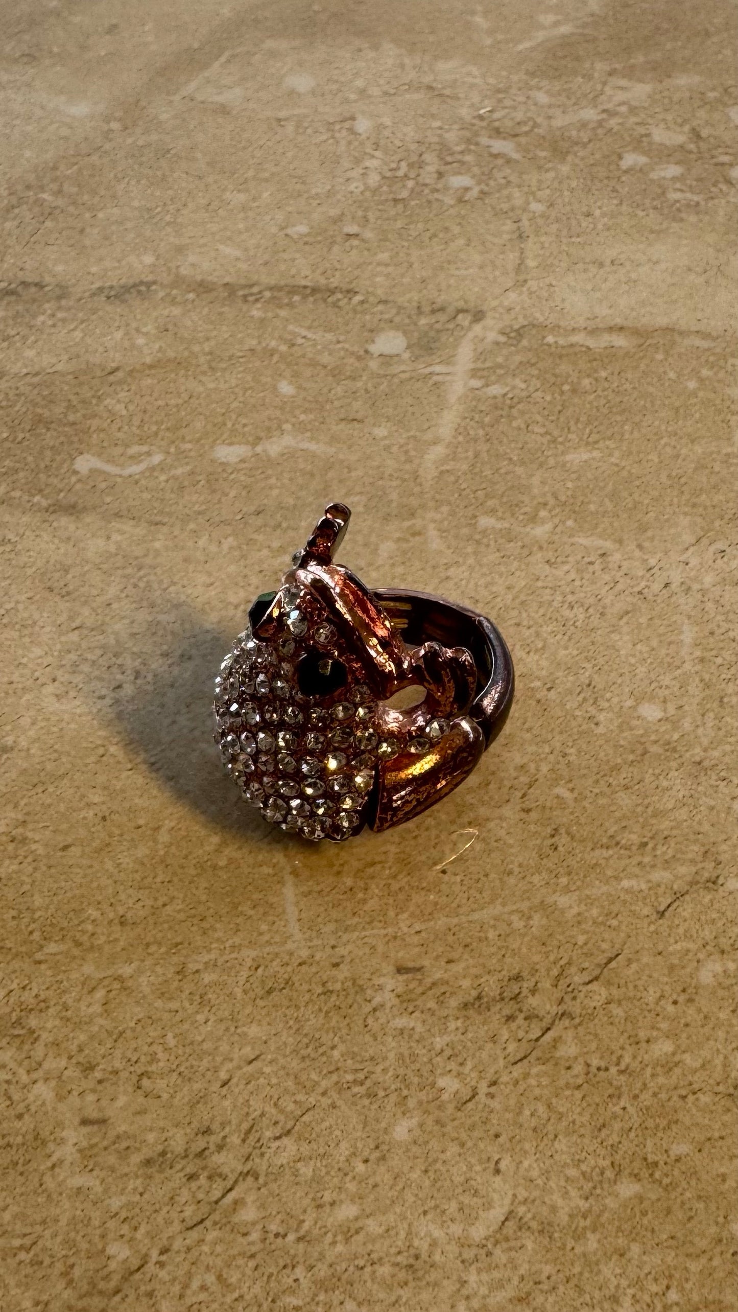 Vintage Style Pave Crystal Frog Stretch Ring 8-8 1/2 size