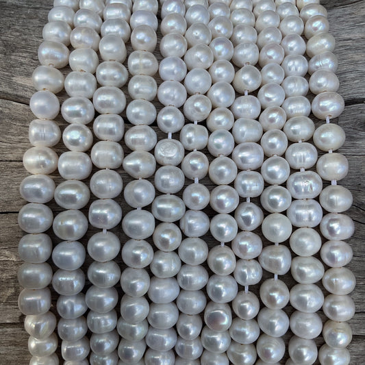 White Freshwater Pearls Strands, 10-11mm White Freshwater Pearls