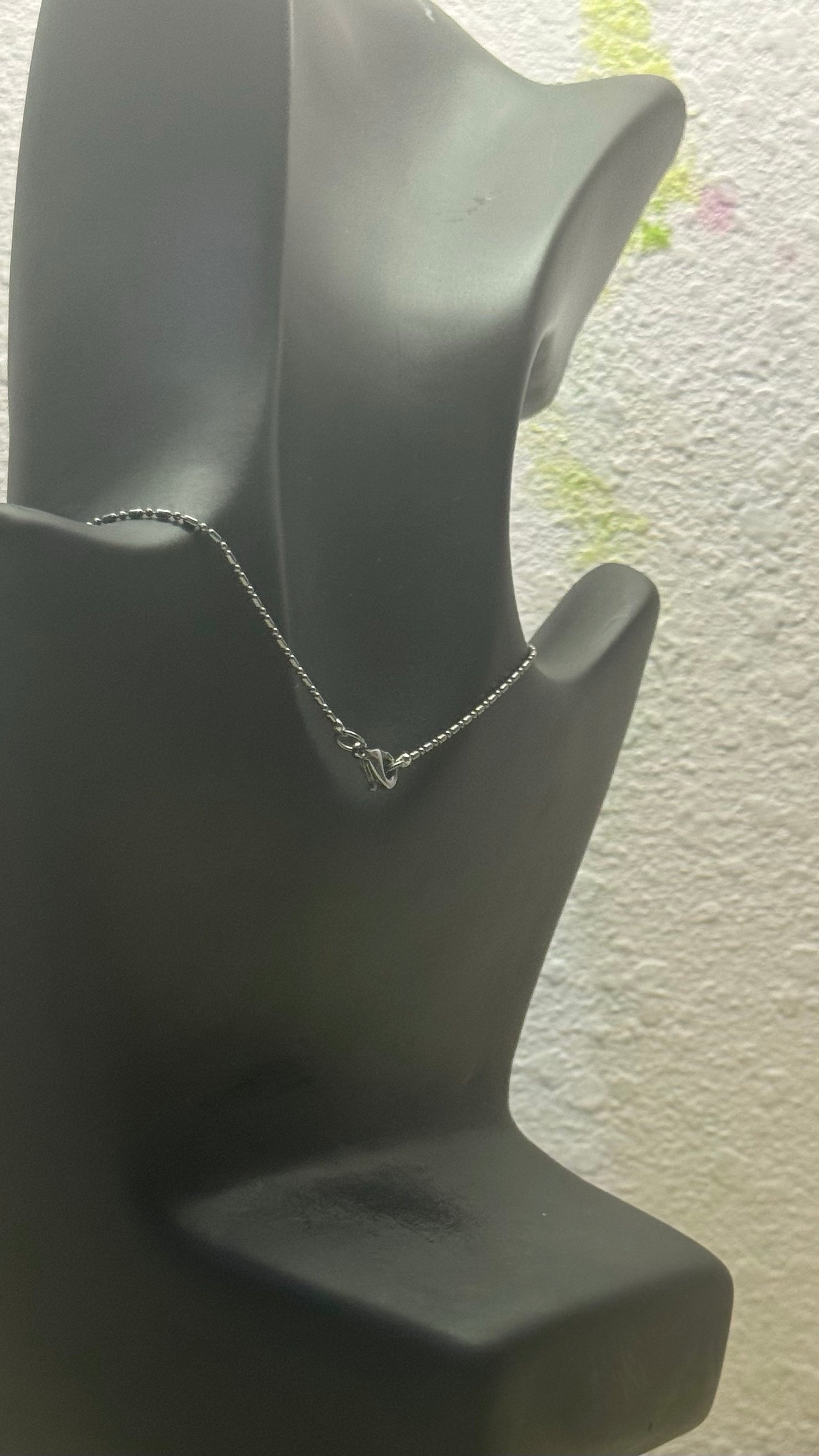 Dainty Rhodium-Plated Sterling Silver Ball & Bar Chain Necklace – Elegant Minimalist Everyday Chain 16” length