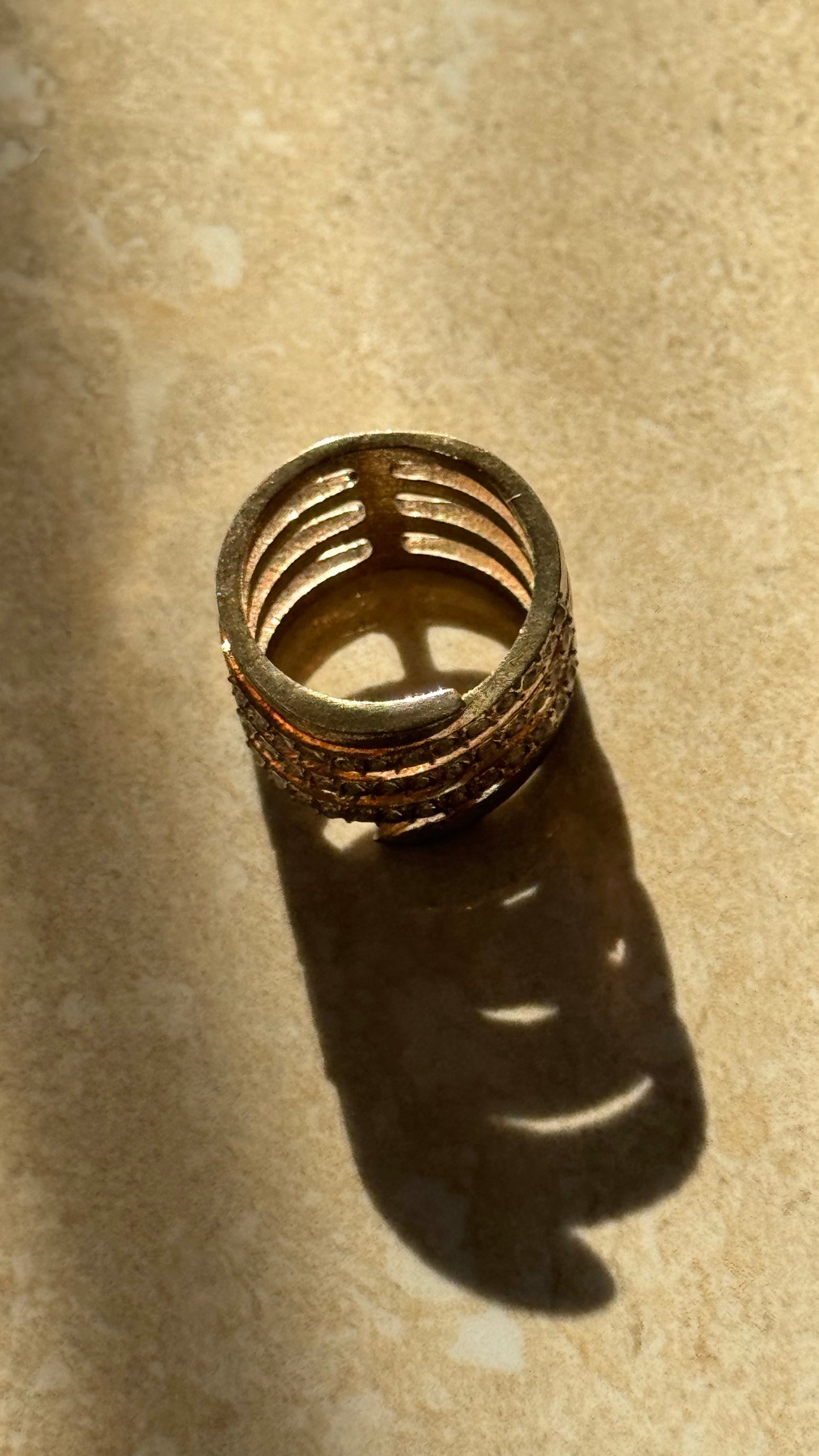 Vintage rustic gold four layer ring 7(1/2)” size