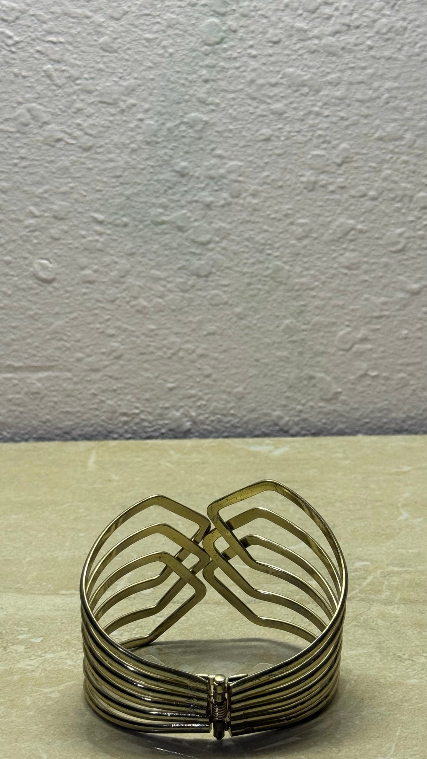 Vintage Statement Geometric Cage Cuff  3” Diameter
