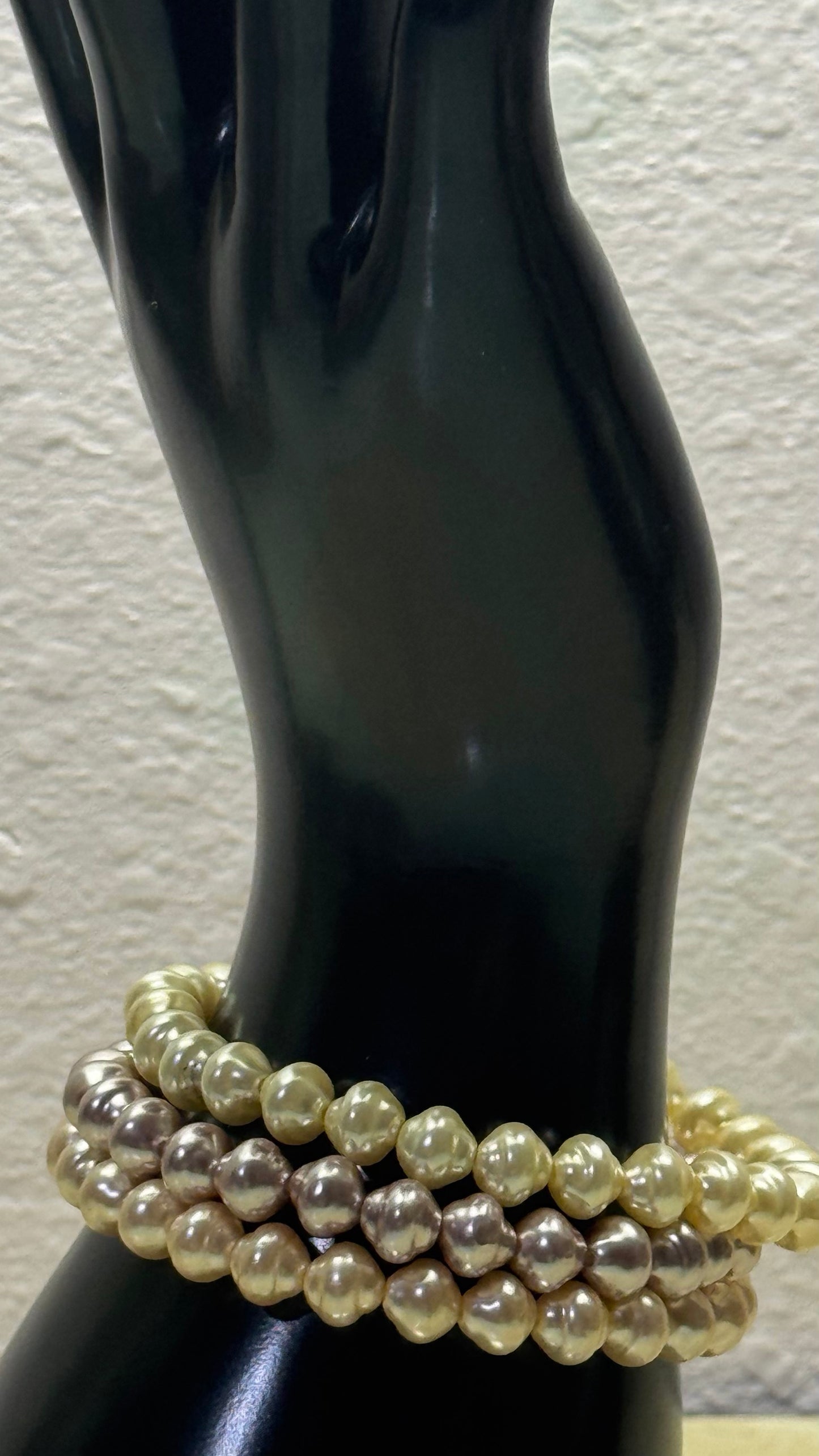 Multi-Color Triple Strand Cultured Pearl Bracelet
