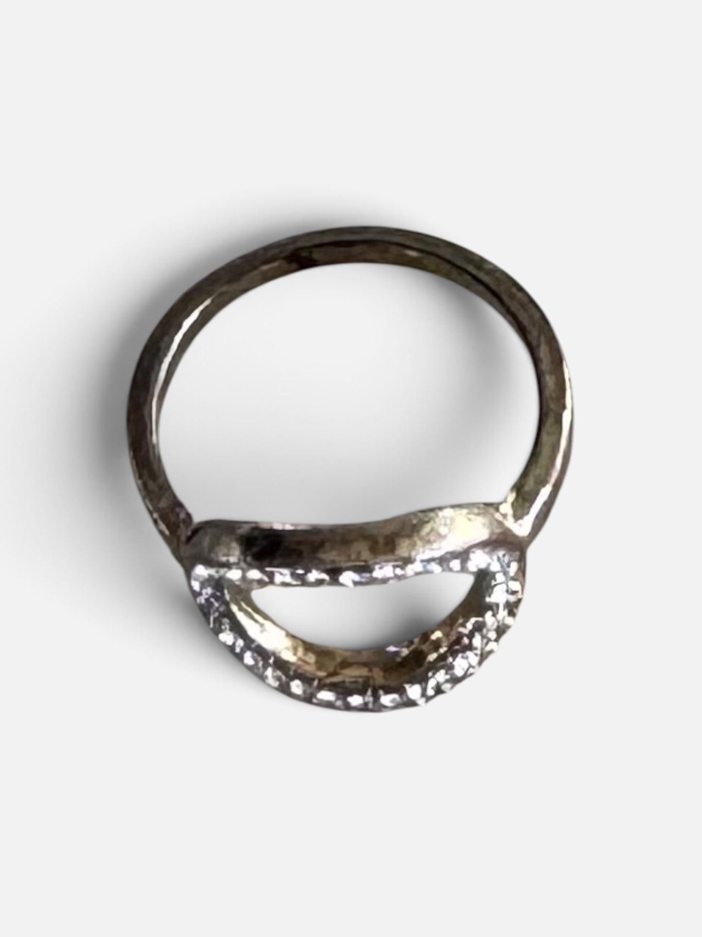 hum Humete K18 White Gold & Diamond Rectangle Wave Ring (et-R10)8 1/2 size