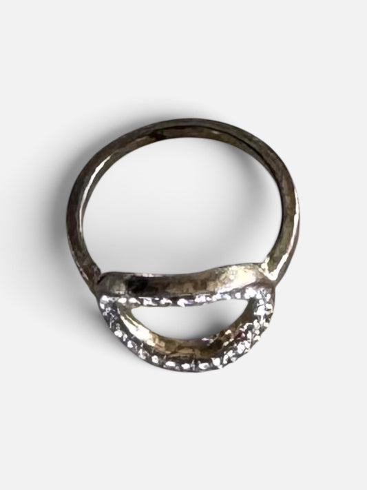 hum Humete K18 White Gold & Diamond Rectangle Wave Ring (et-R10)8 1/2 size