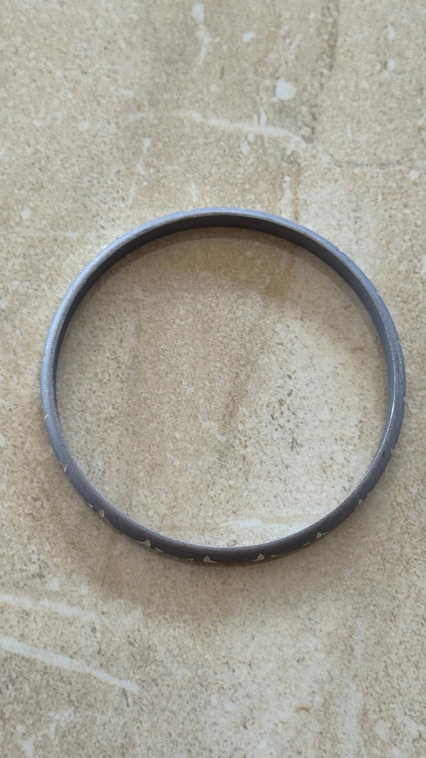 matte grey engraved metal bangle bracelet 2(1/2)” diameter