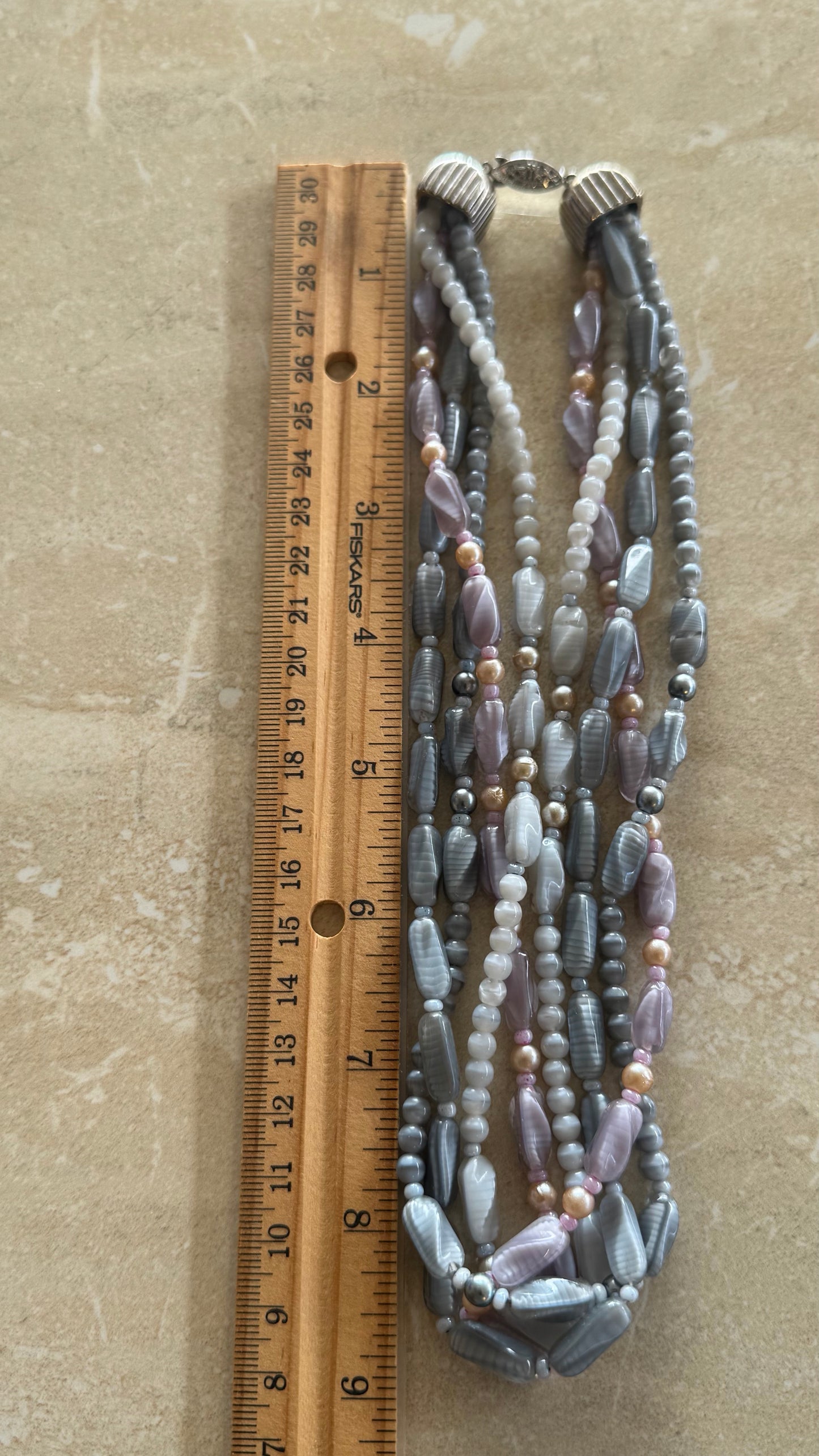 Earth toned beaded necklace 18” length