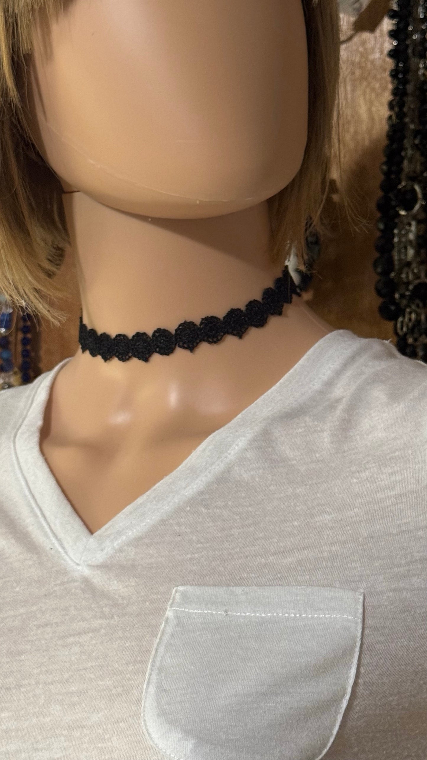 Black choker lace necklace 12” length adjustable