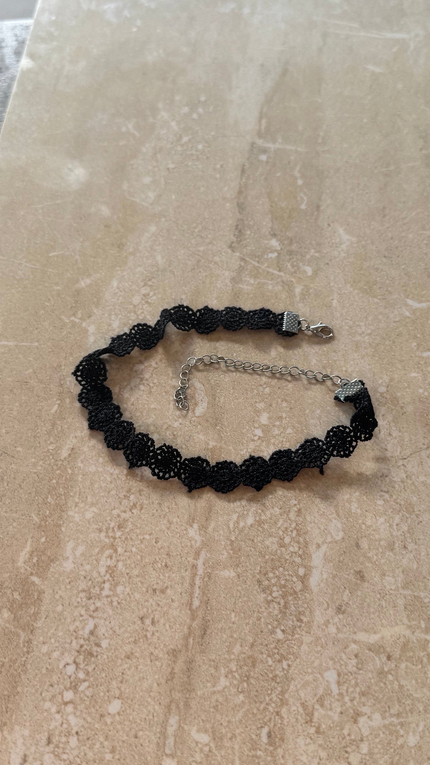 Black choker lace necklace 12” length adjustable