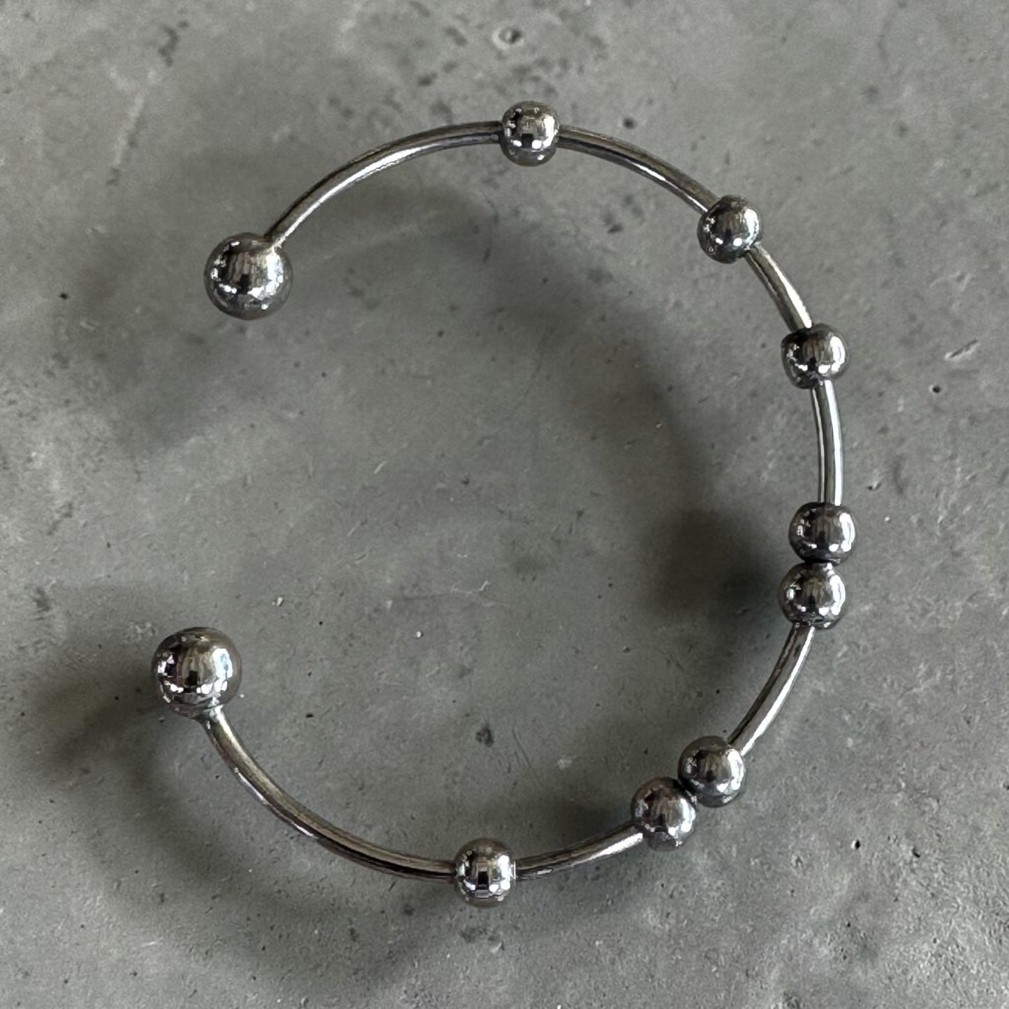 Silver Adjustable Fidget Anxiety Ring with Rotating Beads