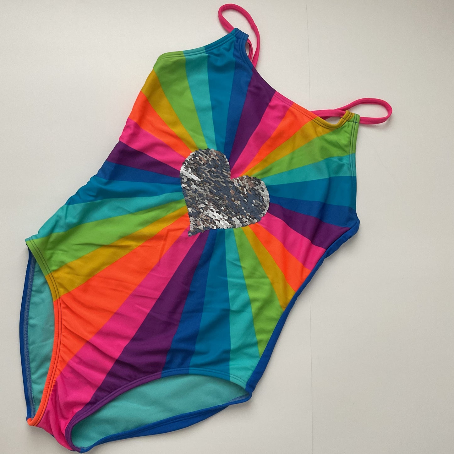 Cat&Jack Goldtone/Silvertone Heart Girls Swimsuit Size XL(14/16).