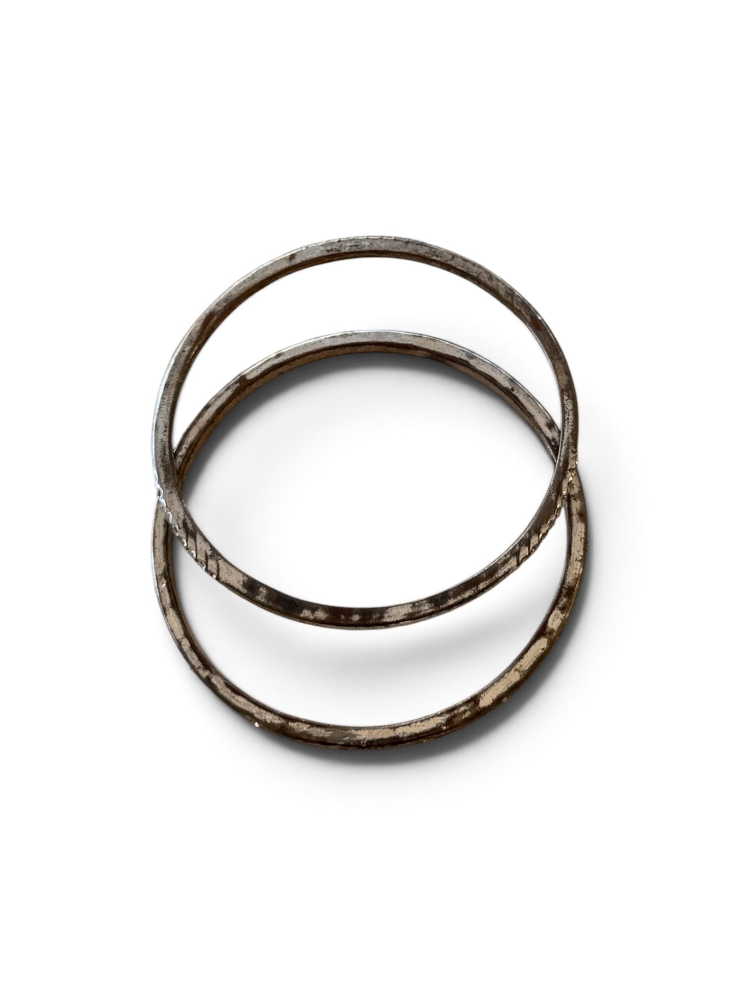 Vintage  silver rustic bangles 2 piece 2(1/2)” diameter