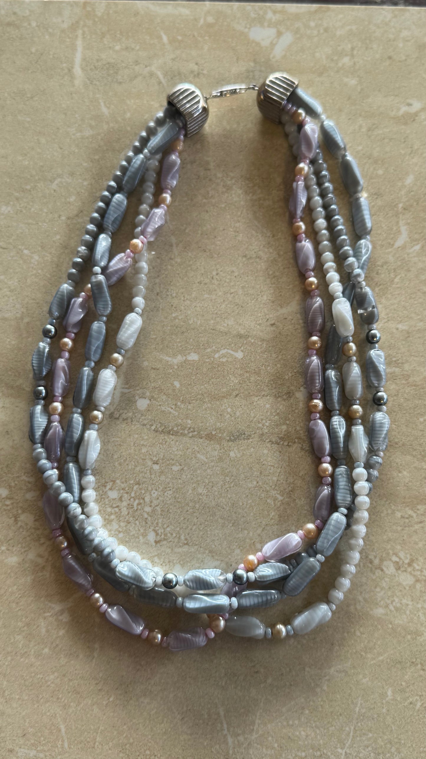 Earth toned beaded necklace 18” length