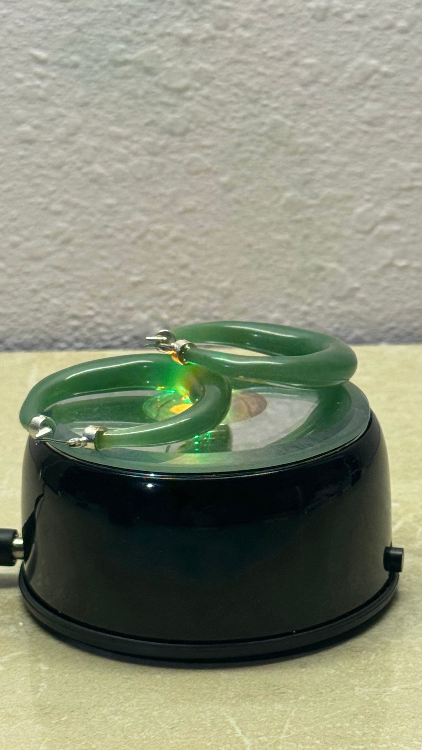 Chunky Jade-Green Resin Hoop Earrings