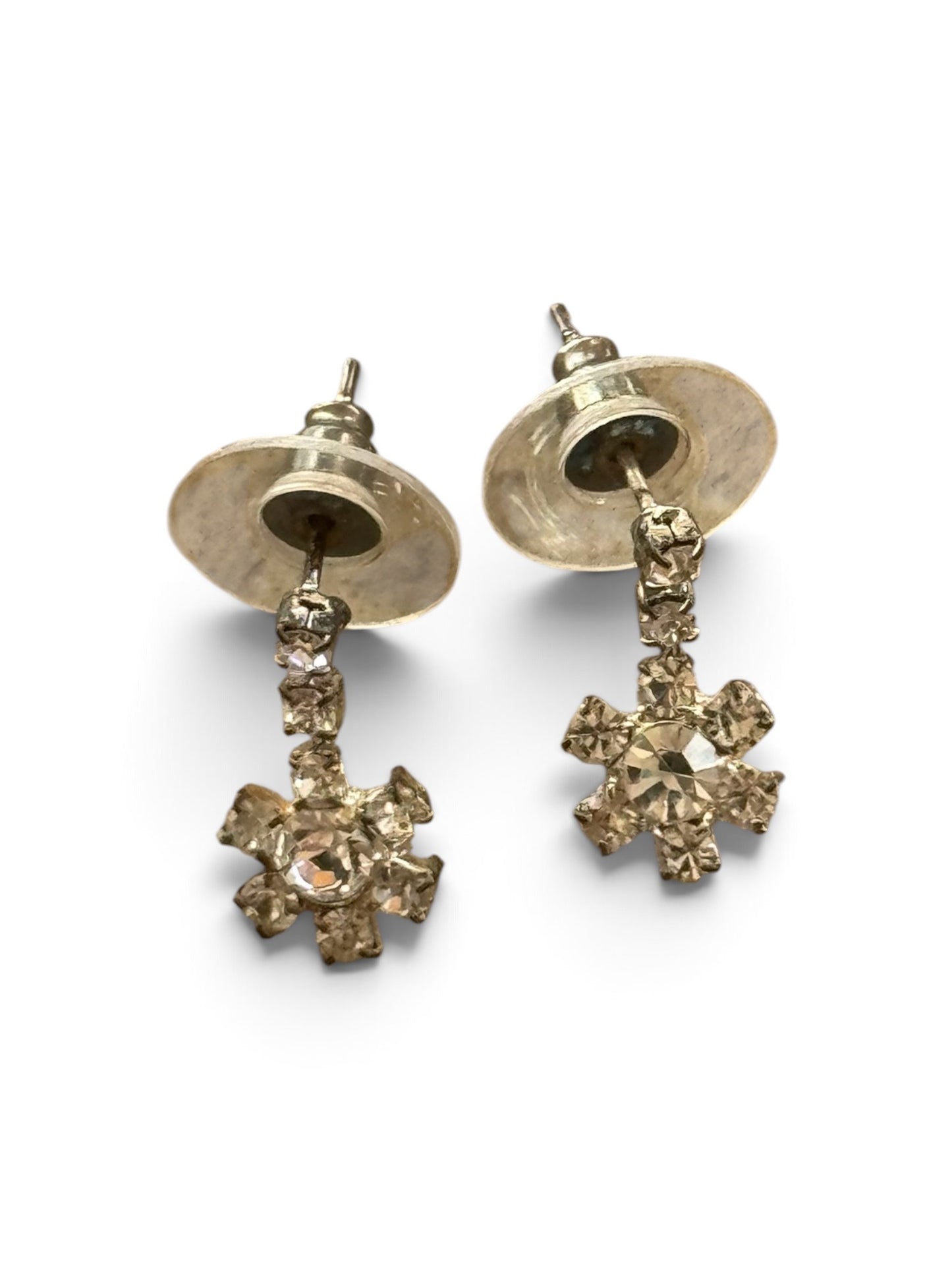 Vintage-Inspired Crystal Snowflake Drop Post Earrings