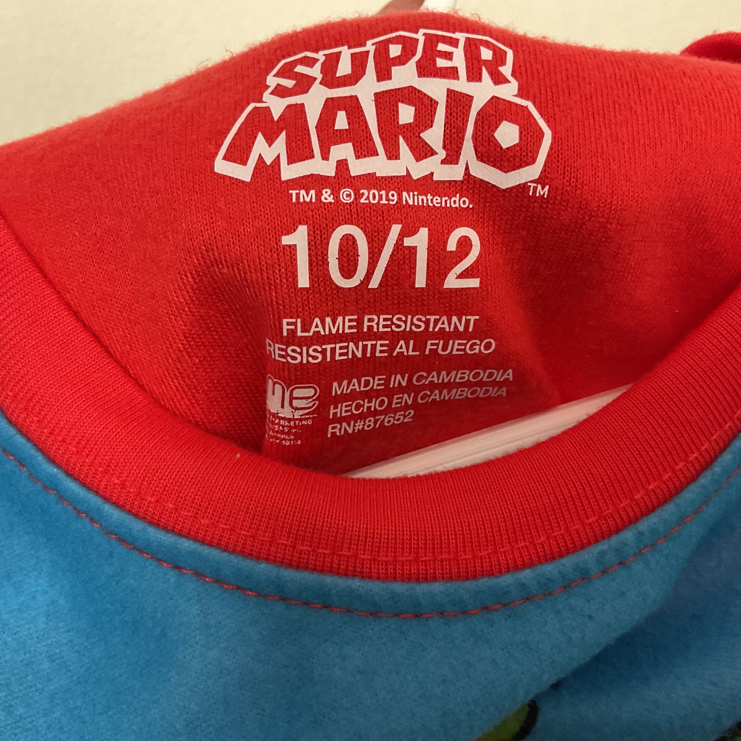 Super Mario Sleepwear Top Size 10/12.