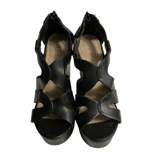 Aldo Very High Platform Black Leather Women’s Sandals Size 7.