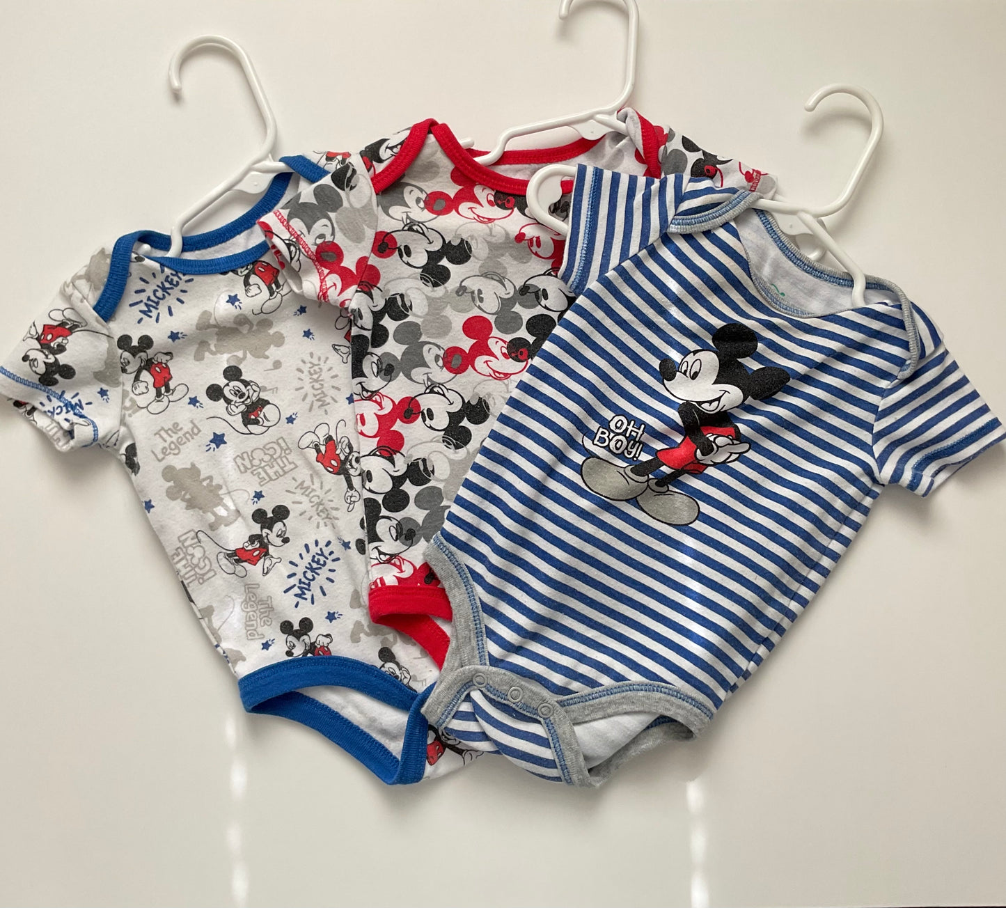 3 Piece Disney Mickey Mouse Baby Boy Onesies Size 3-6M