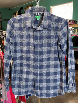 DIP Thick Fitted Blue and Gray Long Sleeve Boys Shirt Size XL(16-18)