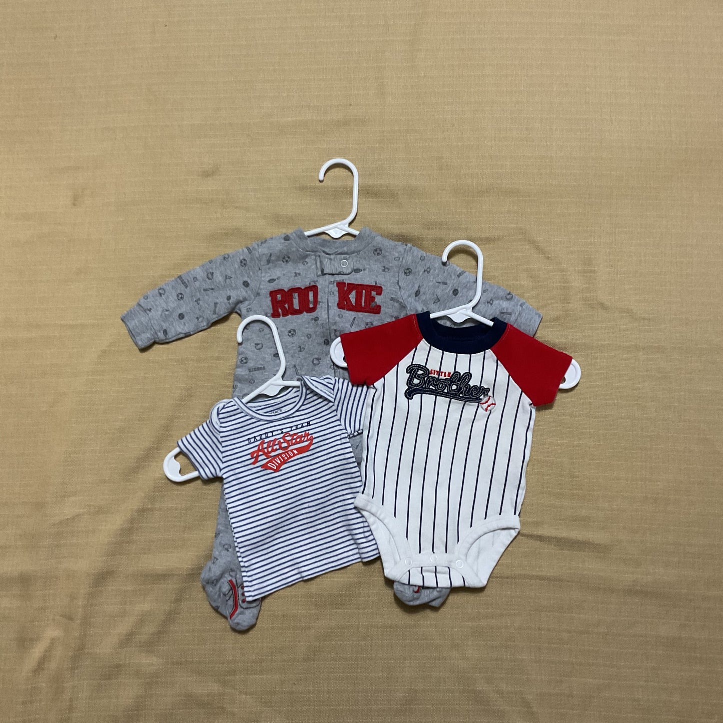 Baseball Themed 3 Piece Baby Boy Size 0-3 Months