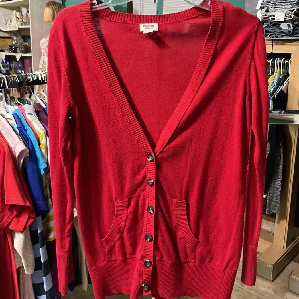 Mossimo 3/4 Sleeve Classic Red Women Cardigan Size M