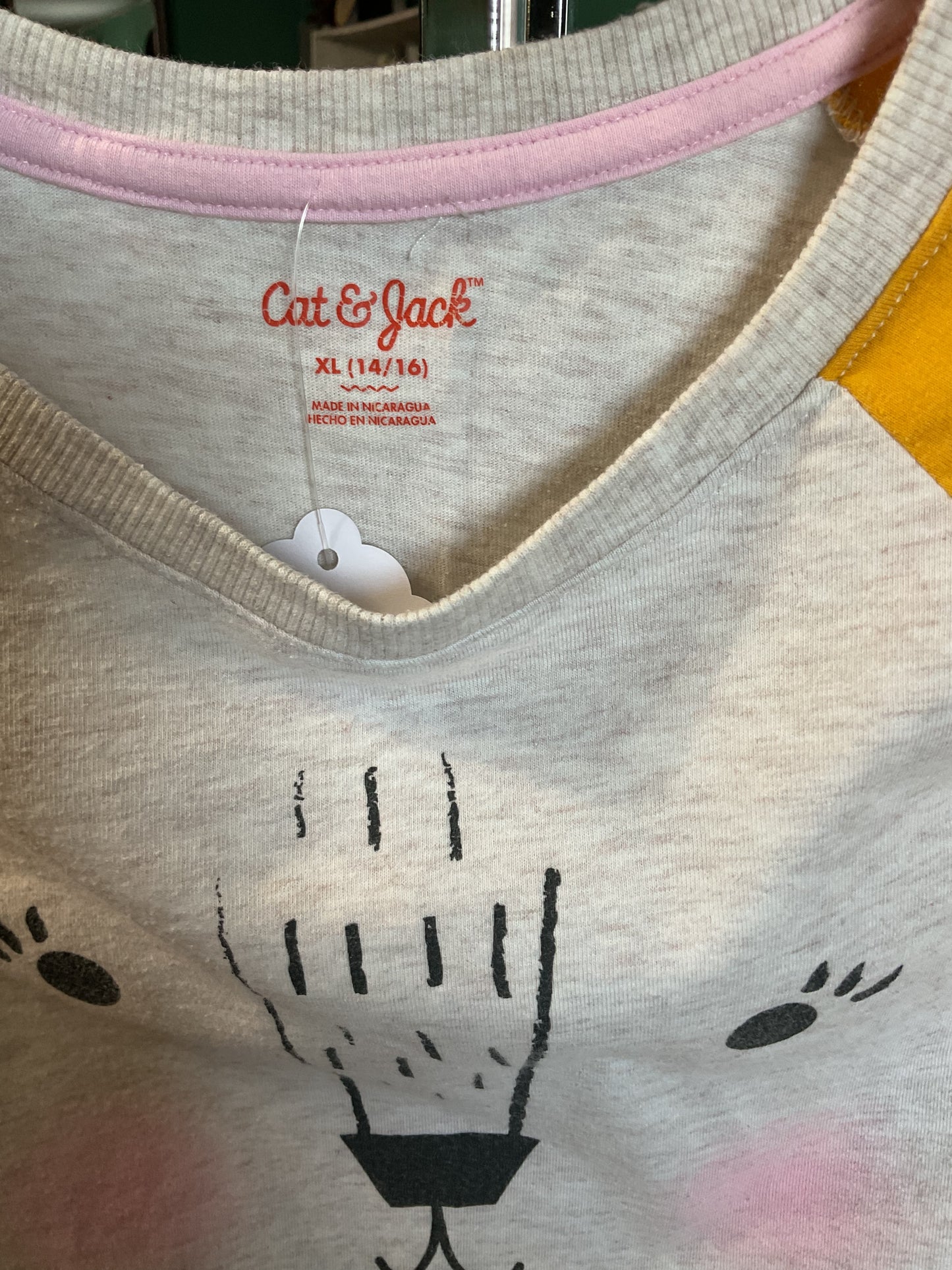 Cat & Jack Gray 3/4 Sleeve Girls T-Shirt Size XL(14-16)