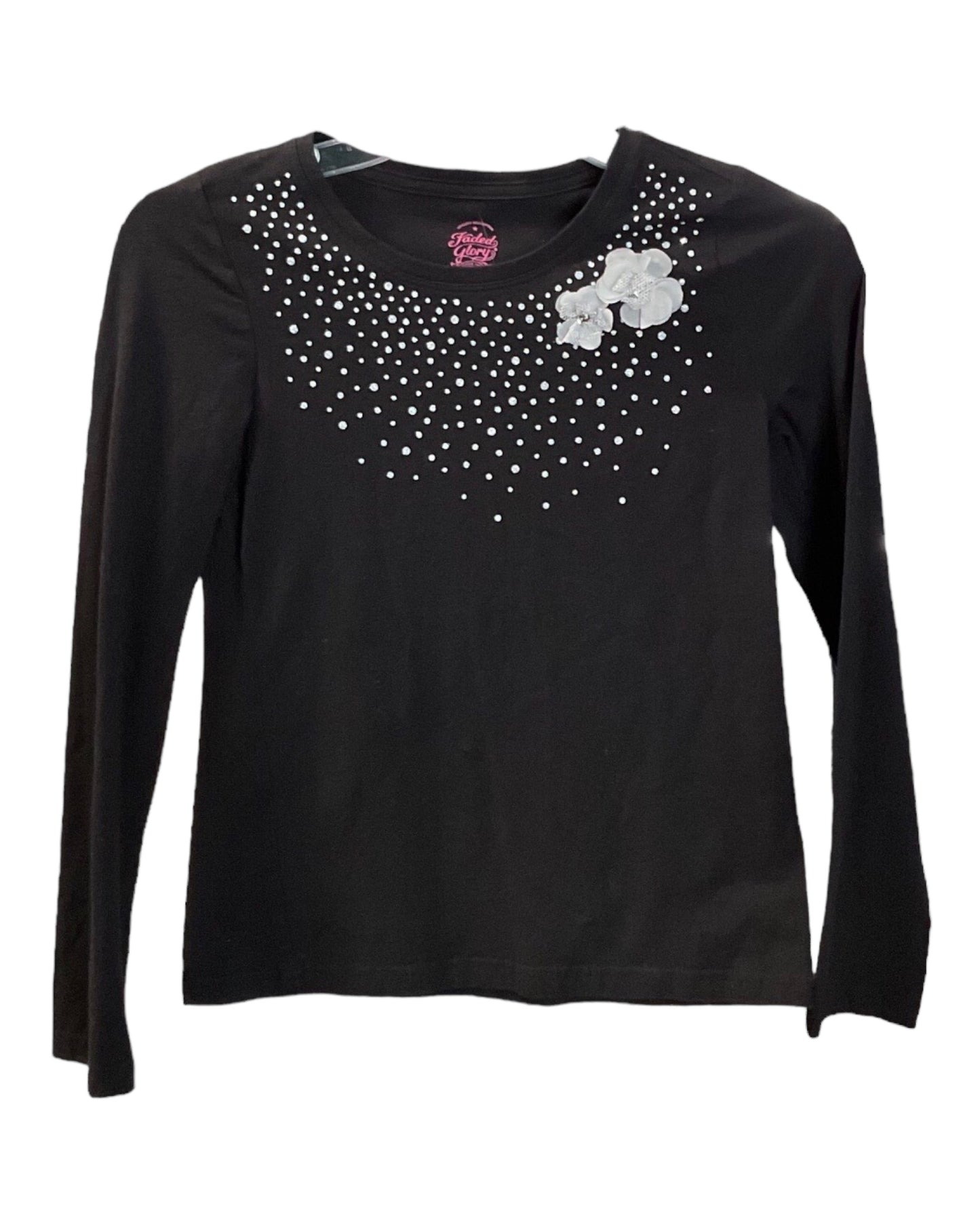 Faded Glory Long Sleeve Flowers Girls Pullover T-shirt Size L(10-12)