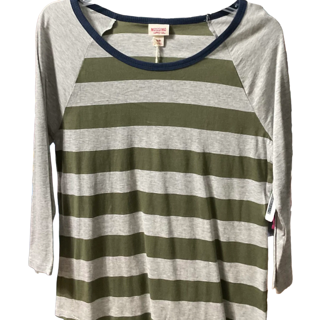 Mossimo NWT Green and Gray Stripes 3/4 Sleeve Women Shirt Size M