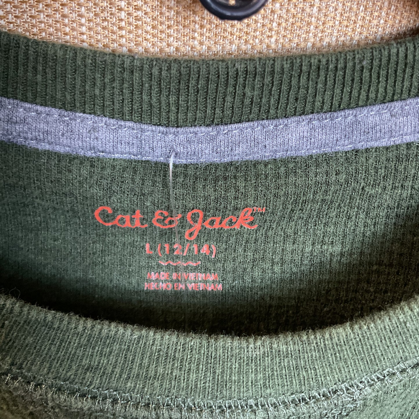 Cat & Jack Long Sleeve Forrest Green Thermal Boys Shirt Size L(10-12)