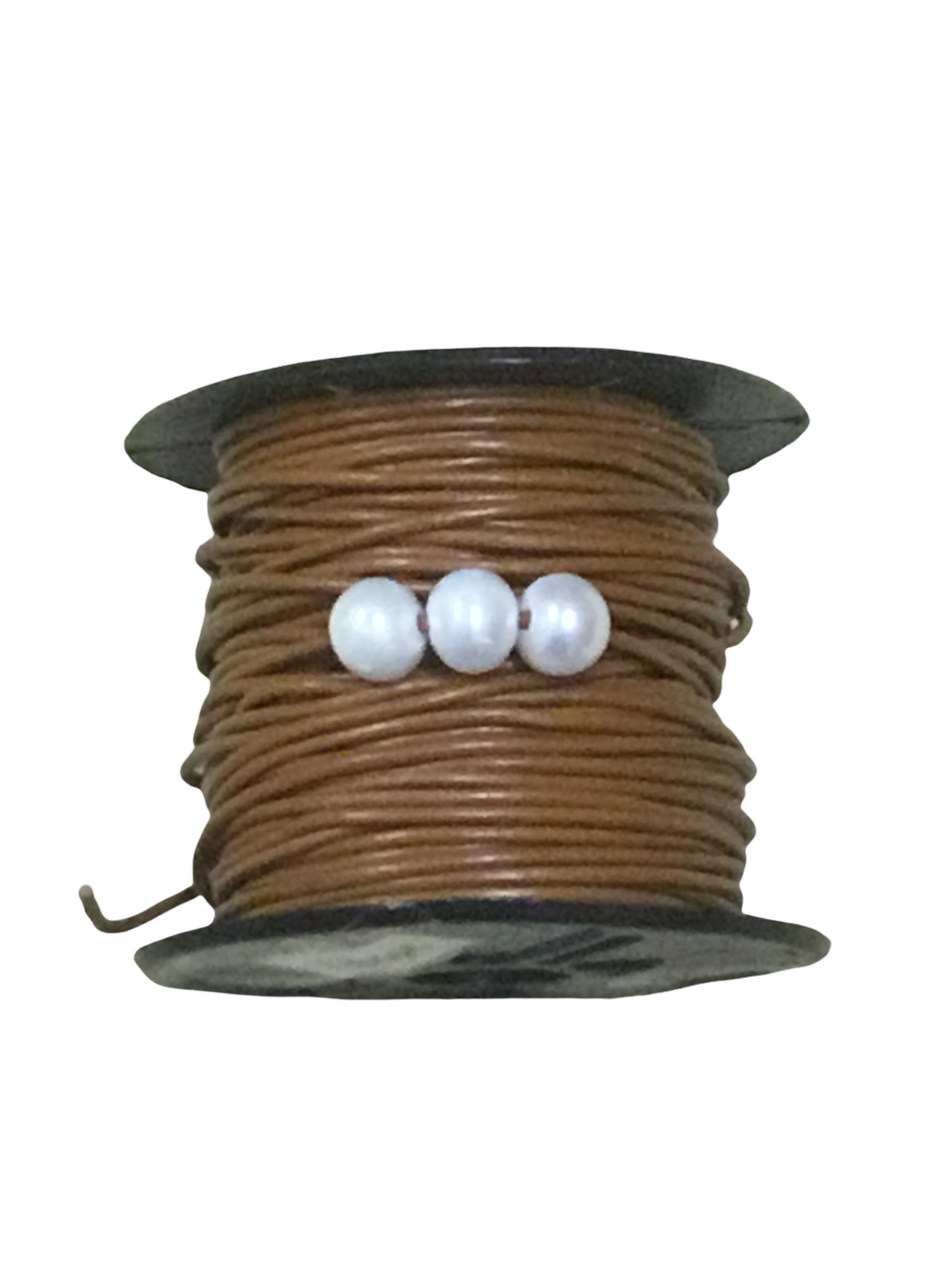 Leather And Pearl Necklace With Three Pearls